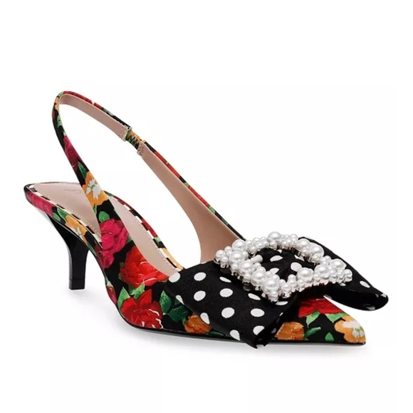 Besty Johnson Shoes - Betsey JohnsonBirdie Floral Slingback Bow Pumps Size 7